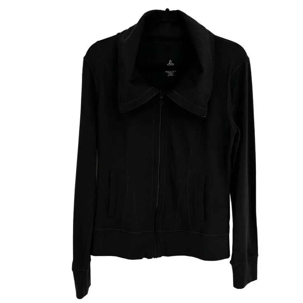Prana Full Zip‎ High Neck Athletic Jacket Black Large